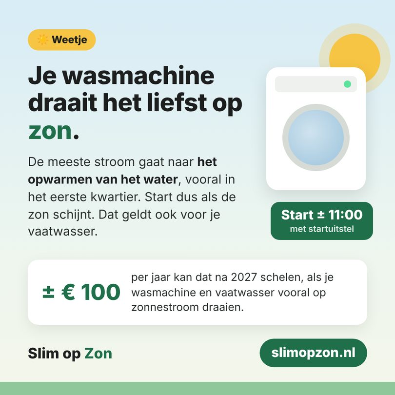 Je wasmachine draait het liefst op zon